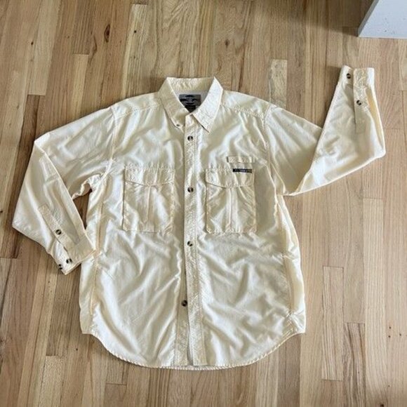ExOfficio Adventure Shirt Mens Medium Beige Tan Mesh Performance Vented Hike - Picture 1 of 10